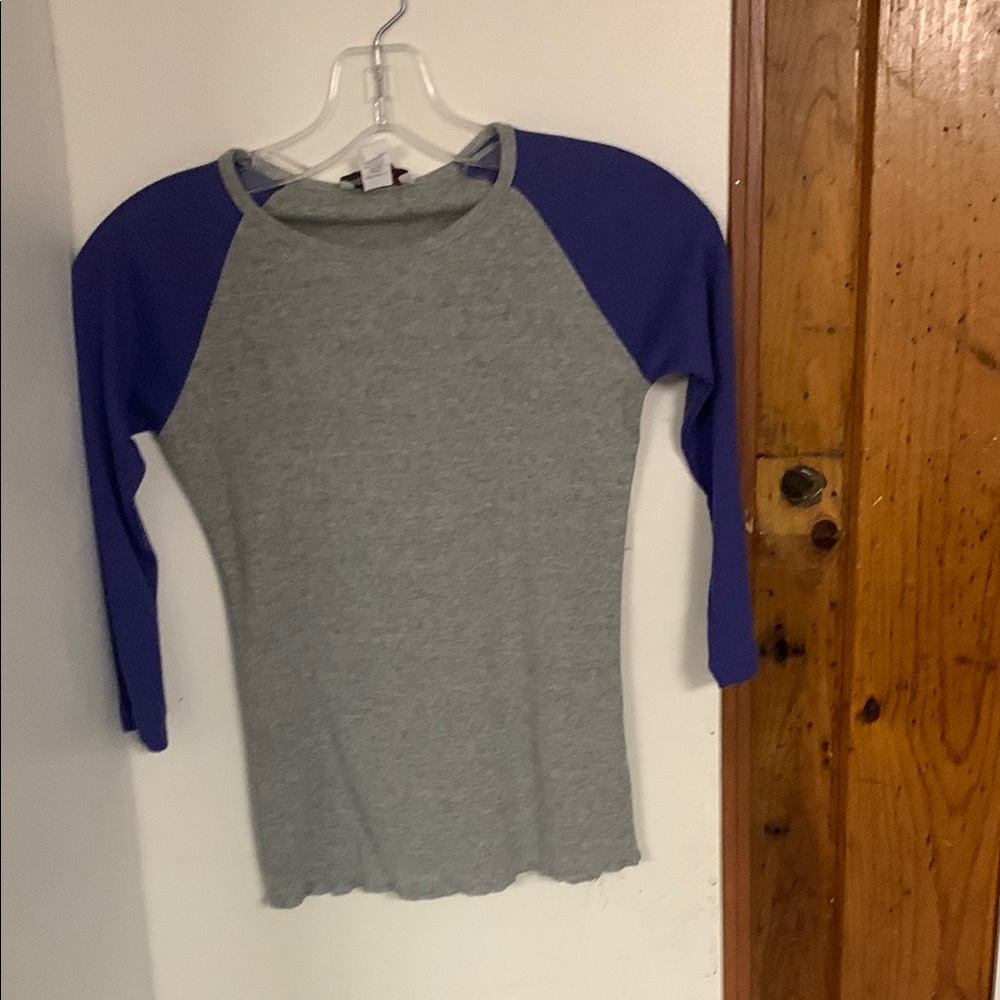 Gray and Purple Women's Raglan Top